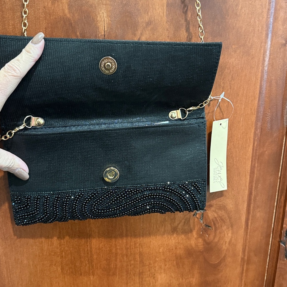 Badgley Mischka Black Beaded Evening Bag - Picture 3 of 6